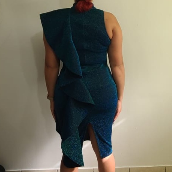 Midi Green Ruffle Dress - Picture 2 of 2